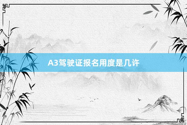 A3驾驶证报名用度是几许